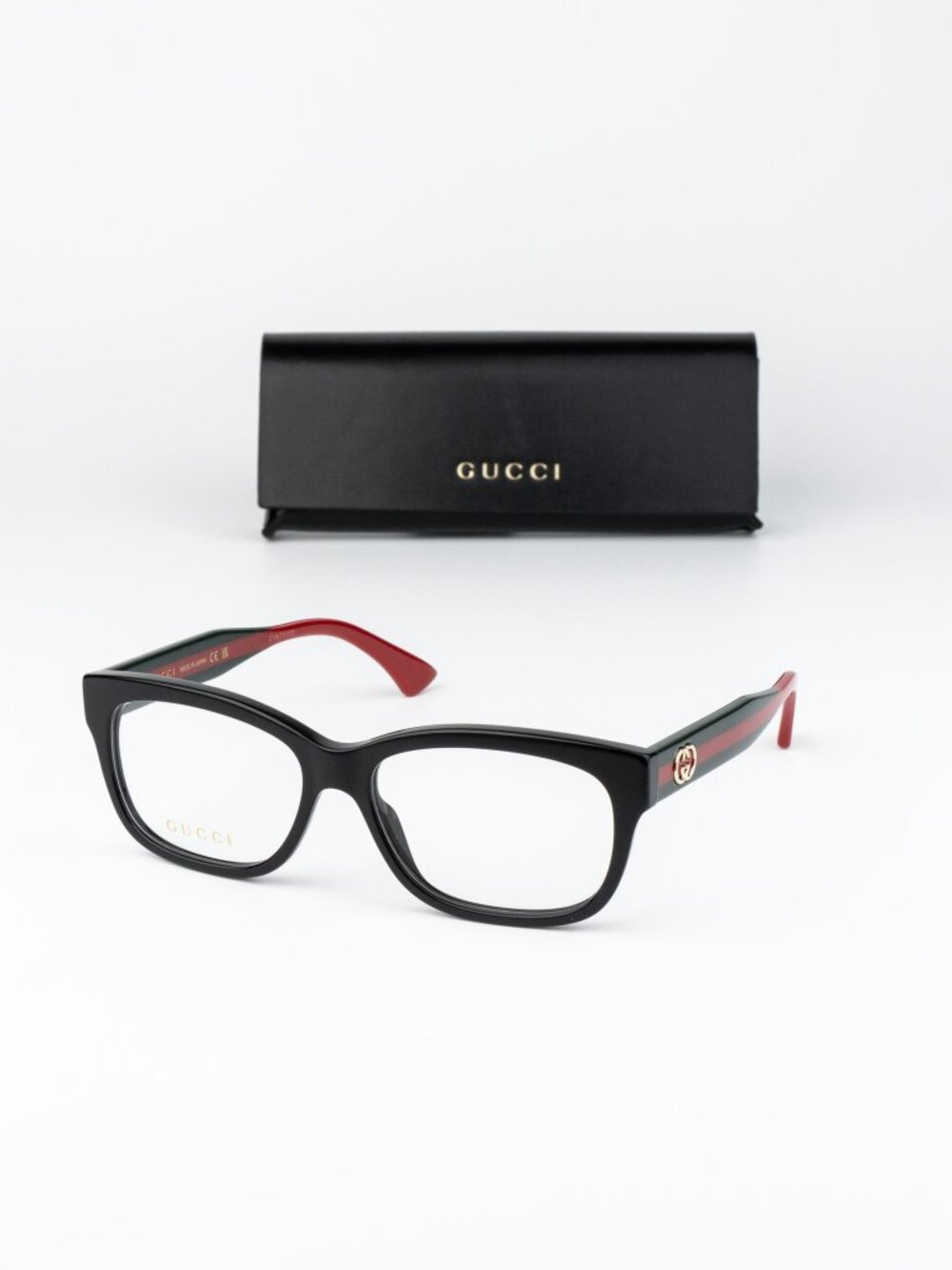 Gucci Women Eyeglasses Black Green Rectangle GG0278ON 011 NEW AUTHENTIC